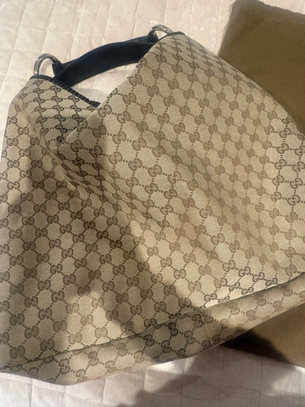 Gucci canvas hobo bag! Never worn.  Have original tag and receipt. - Picture 9 of 14